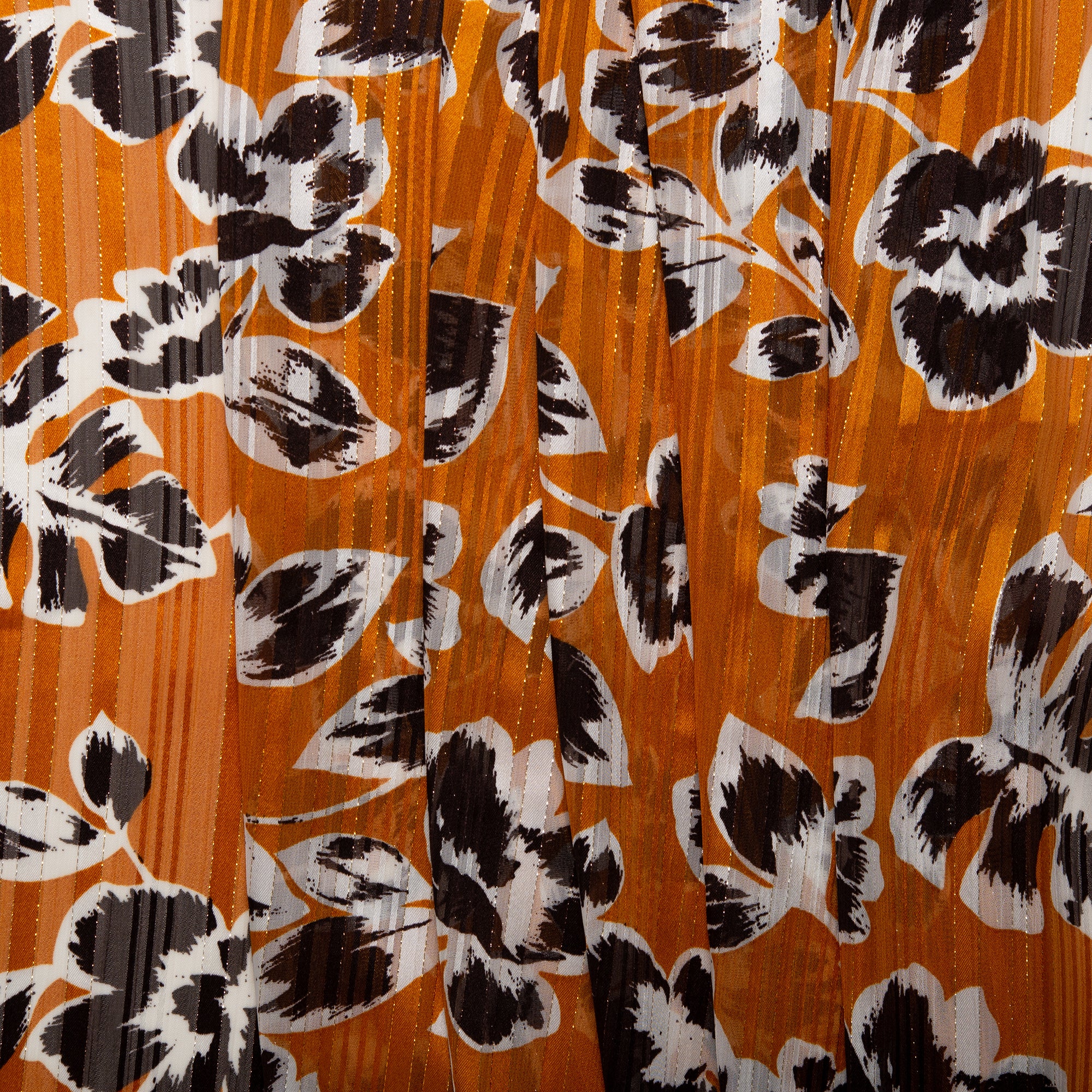 Printed polyester - MARCELINE - Tropical leafs - Bittersweet - Image 4