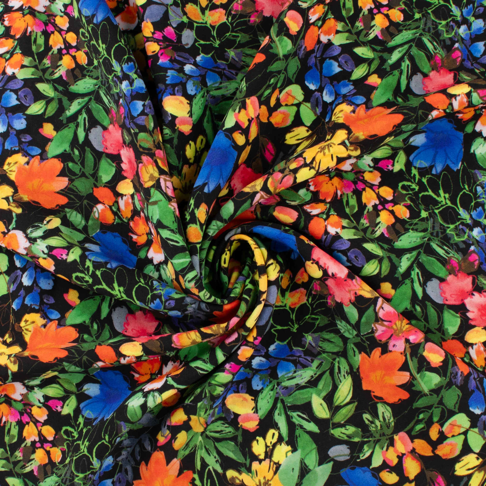 Printed Rayon Poplin - MILA - 001 - Black - Image 2