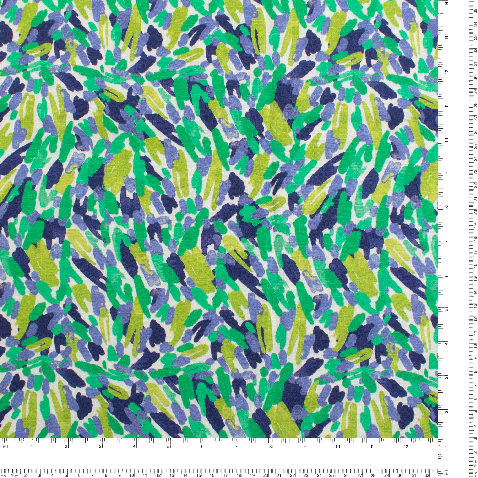 Printed Rayon Slub - LILIANA - 009 - Blue & Green - Image 3