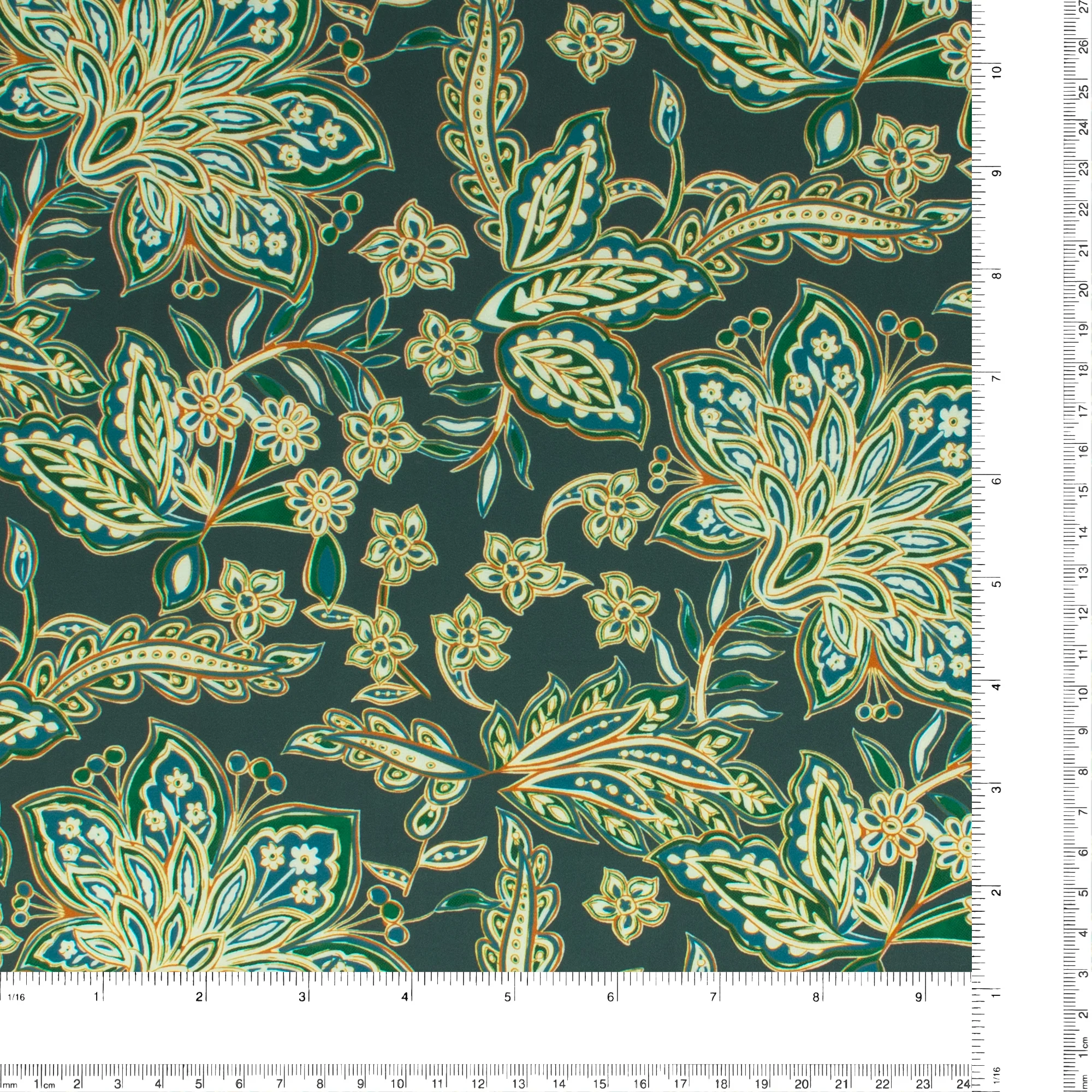 Printed Satin - NORA - 001 - Teal - Image 3