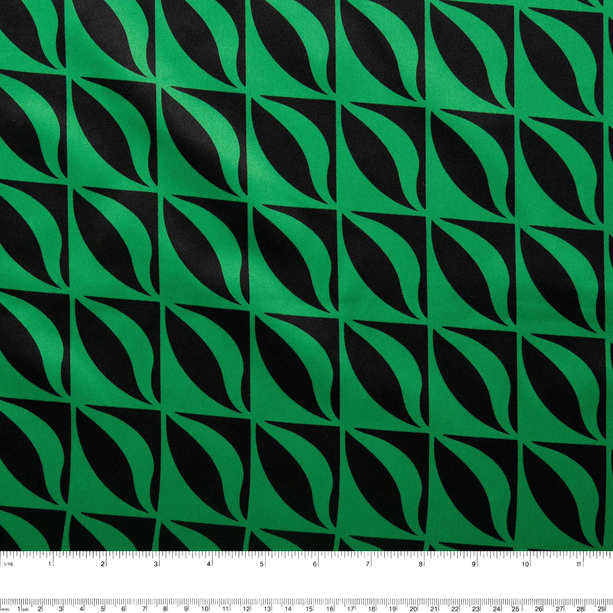 Printed Satin Velvet - CHARLOTTE - Geometric - Green - Image 3