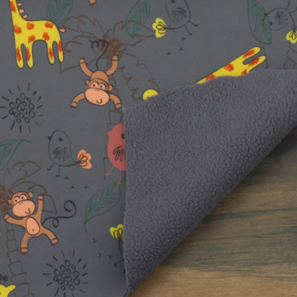 Printed soft Shell - Jungle friends - Grey - Protection UV 50+ - Image 3