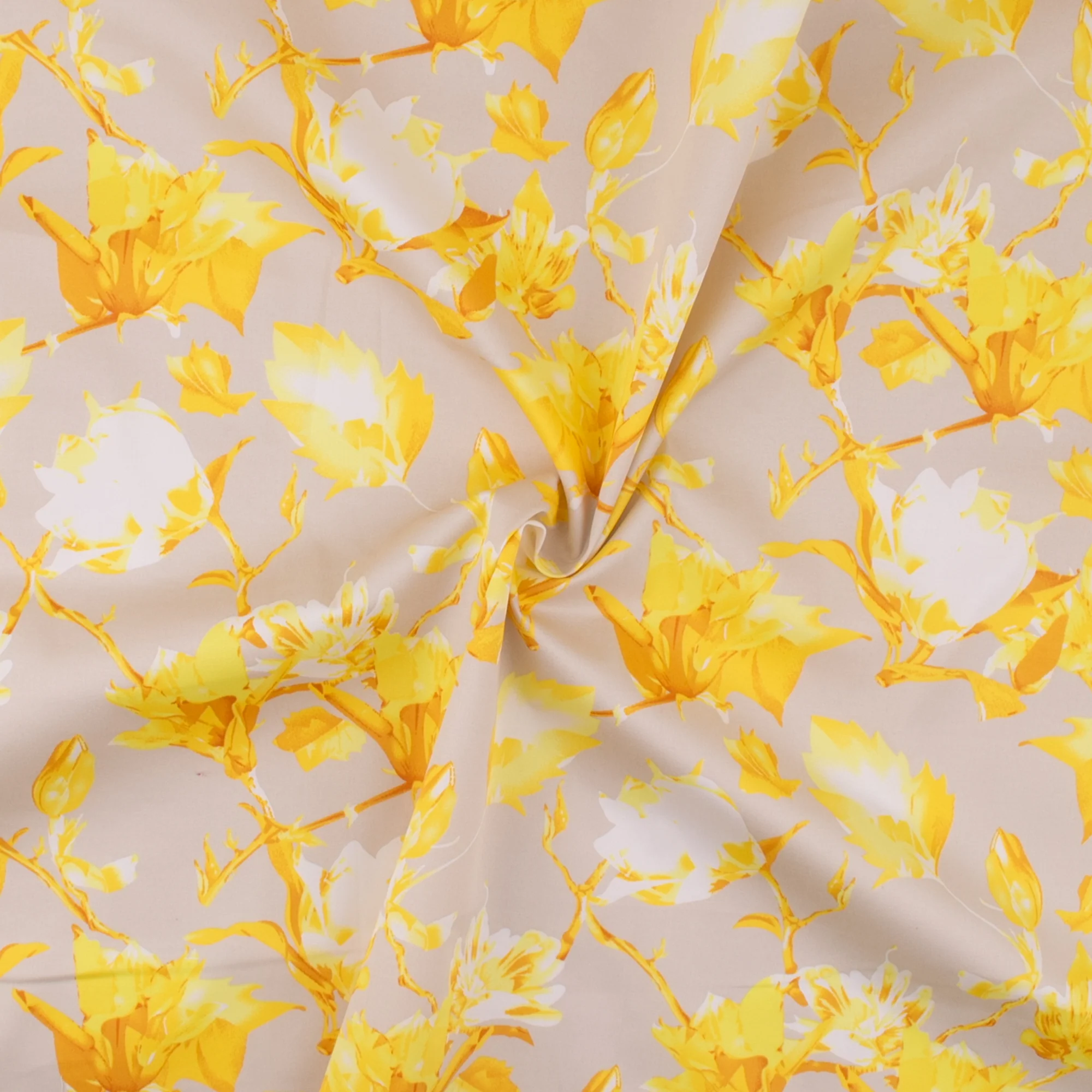 Printed Stretch Sateen - SANDY - 008 - Yellow - Image 2