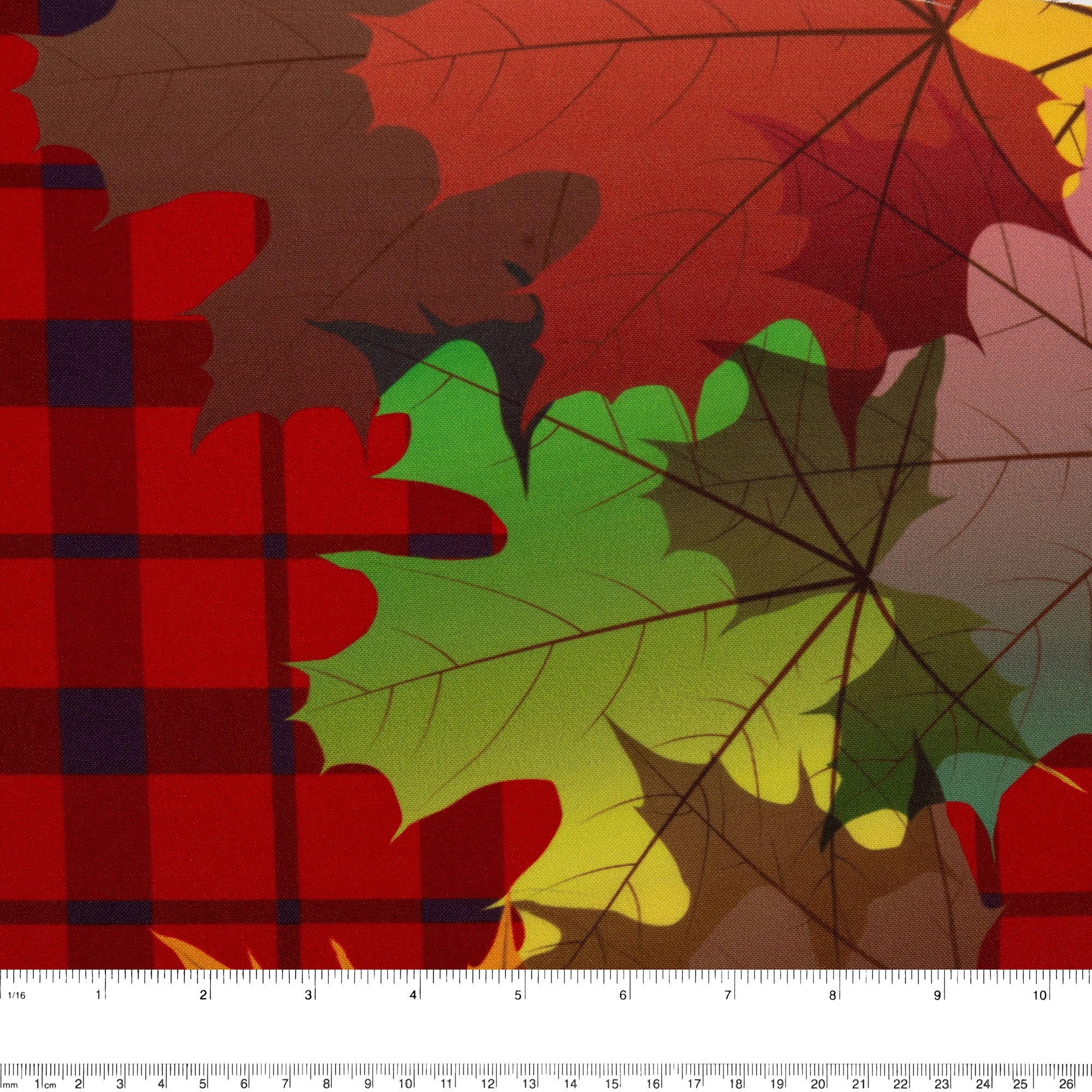 Printed Tabling - HARVEST FESTIVAL - Plaids / Leafs - Red - Image 3