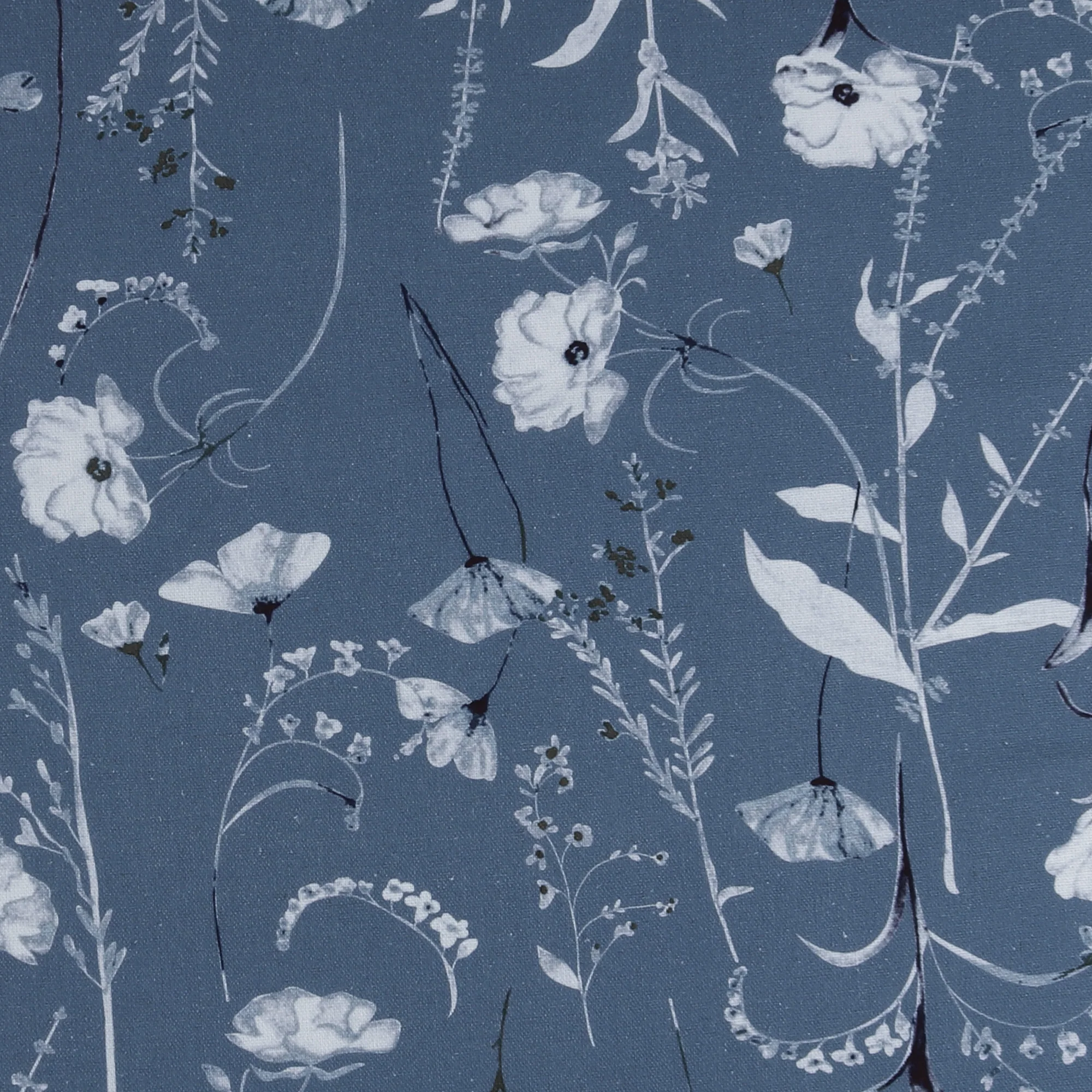 Rayon Linen Print - COVENT GARDEN - 005 - Dusty Denim