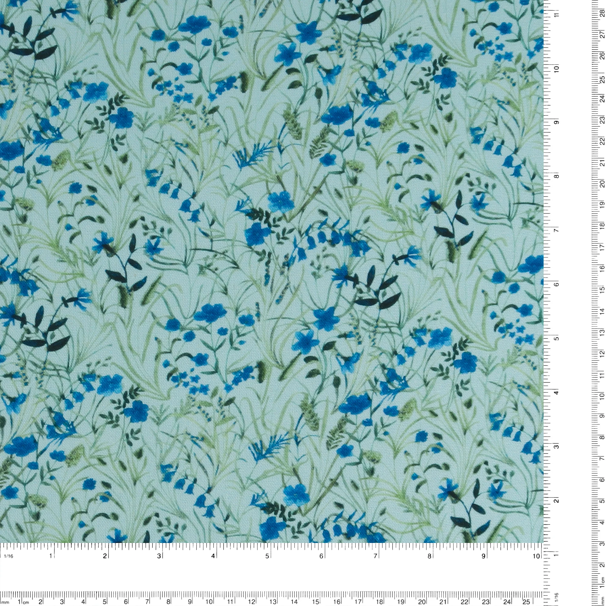 Rayon Linen Print - COVENT GARDEN - 006 - Aqua - Image 3