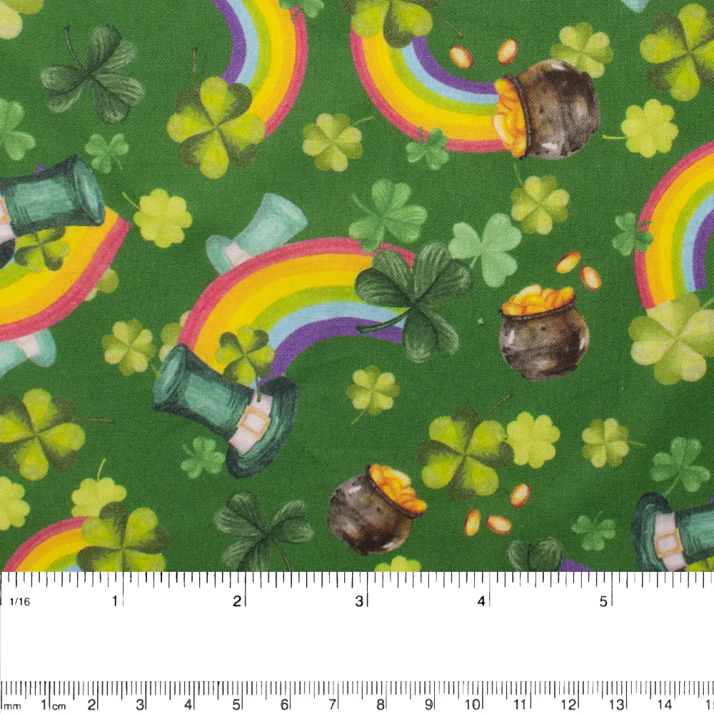 SAINT PATRICK Cotton print - Rainbow - Green - Image 2