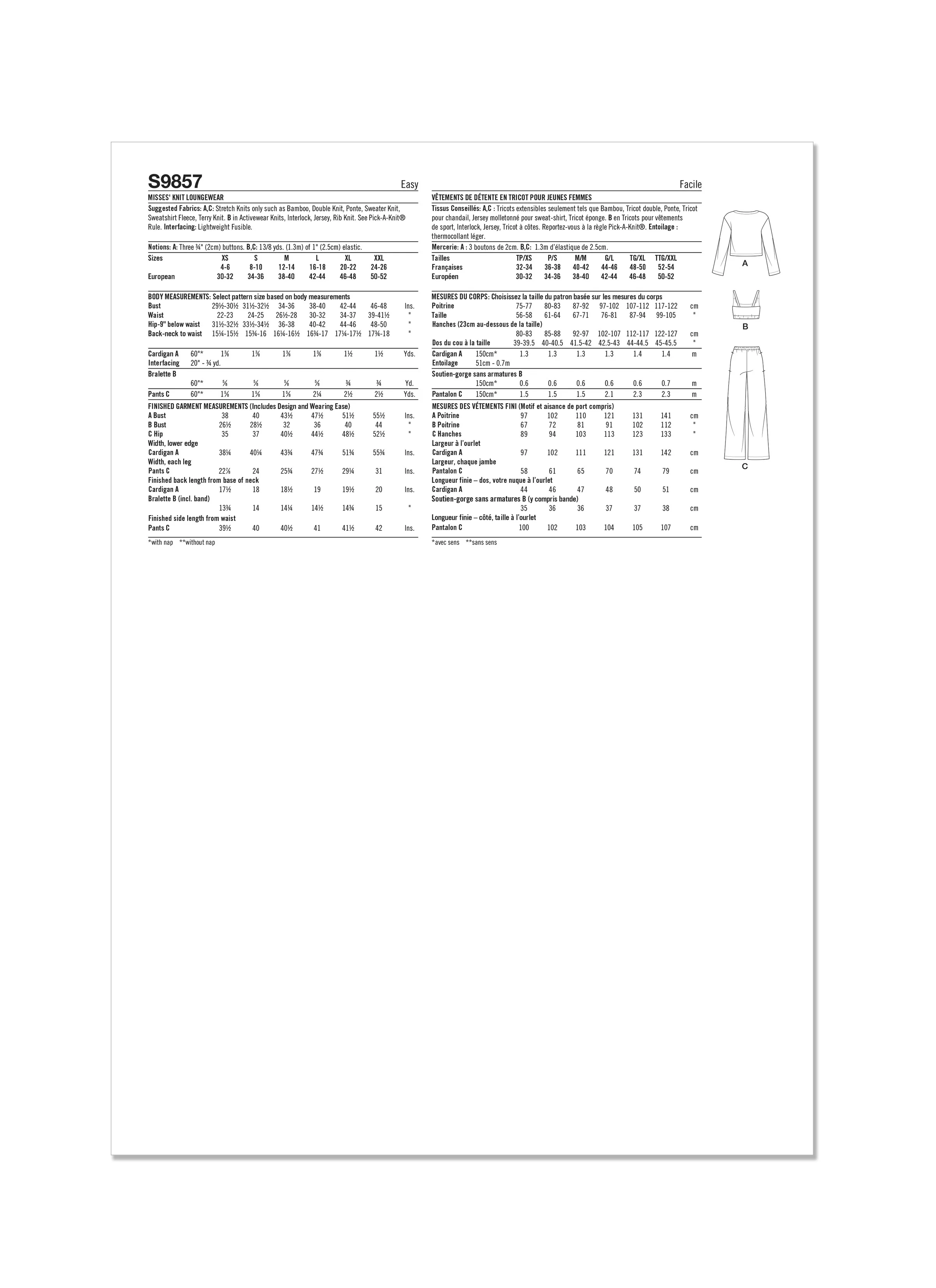 SIMPLICITY - S9857 Misses' Knit Loungewear - Image 2