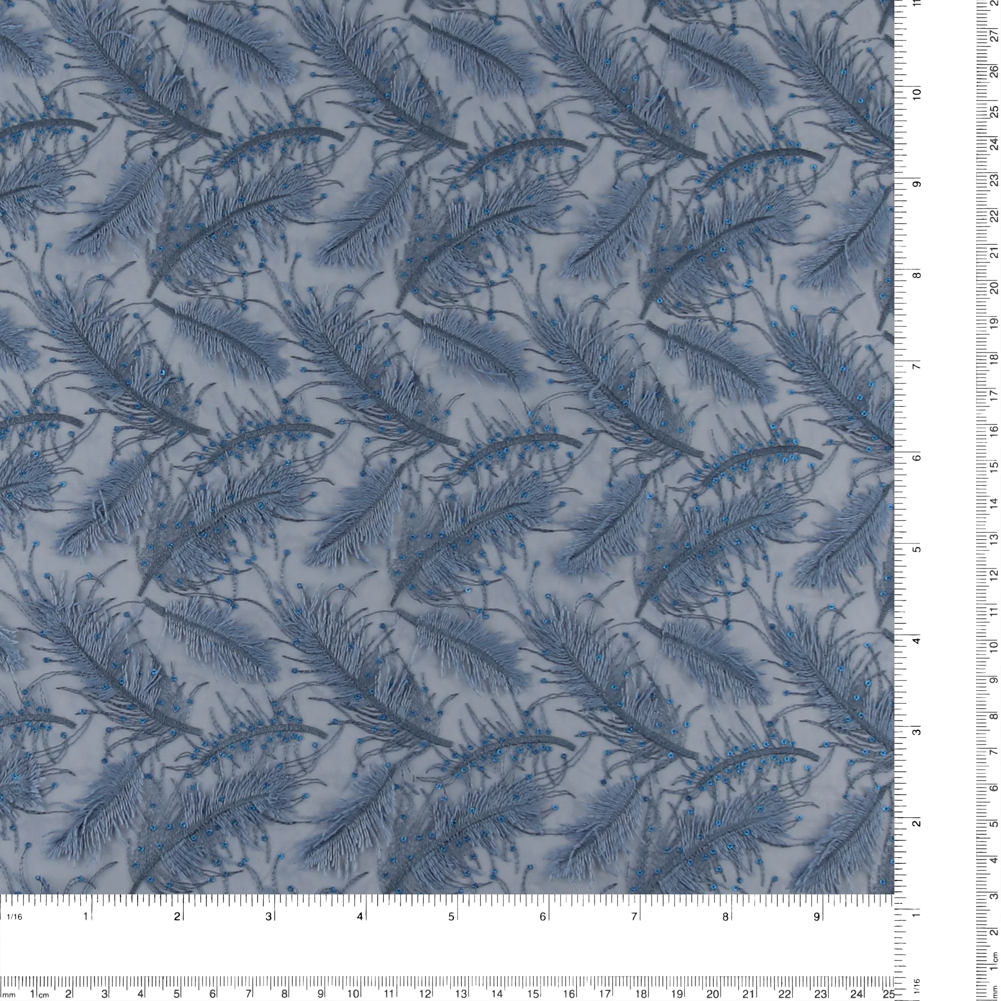 3D Stretch Embroidered Mesh - SOCIALITE - 010 - Denim - Image 3