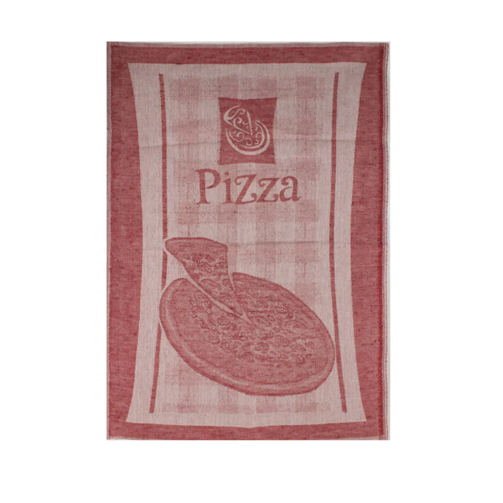 Tea Towelling - JACQUARD - Pizza panel 21" x 26" (75cm X 53cm) - Red