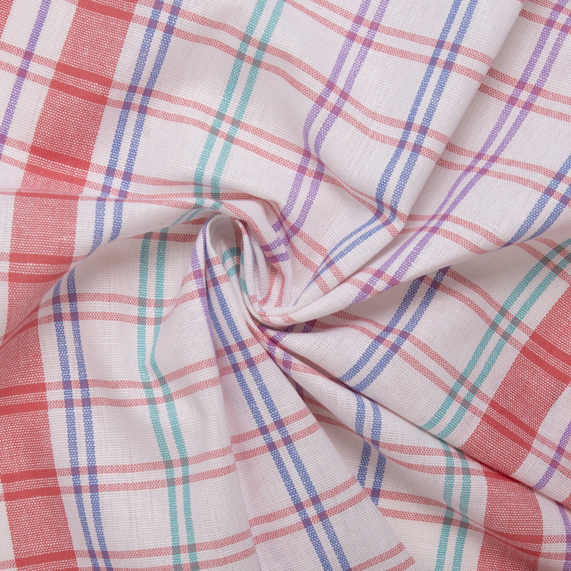 Tea Towelling - JACQUARD - Plaids - Red / Purple - Image 2