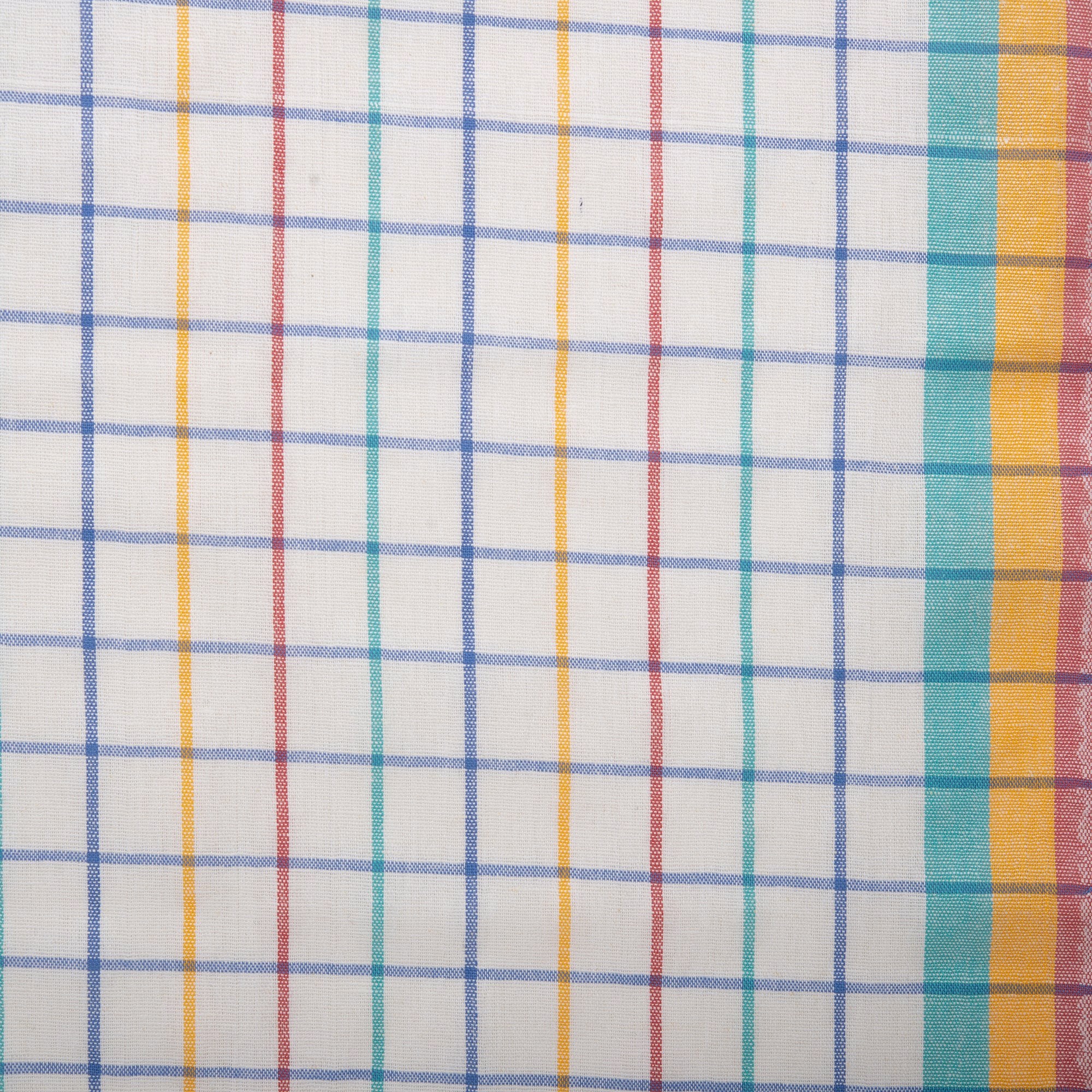 Tea Towelling - JACQUARD - Plaids - Turquoise / Yellow / Red