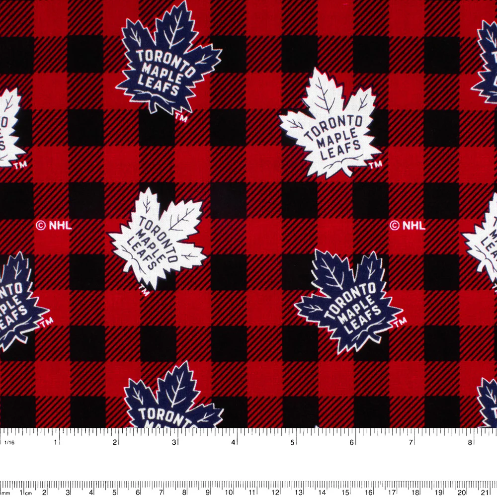 Toronto Maple leafs - NHL cotton print - Buffalo plaid - Red - Image 2