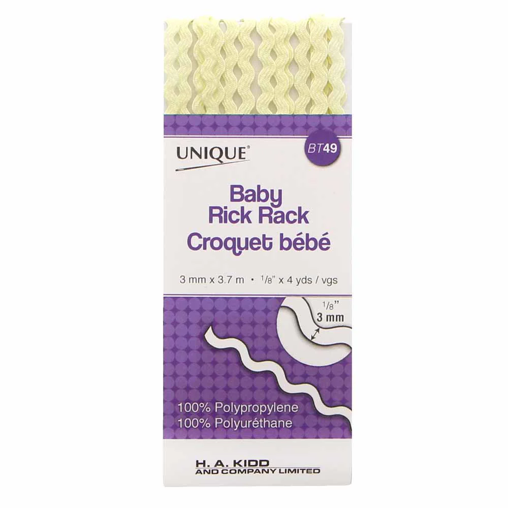 UNIQUE Baby Rick Rack 3.7m Lt. Yellow 306