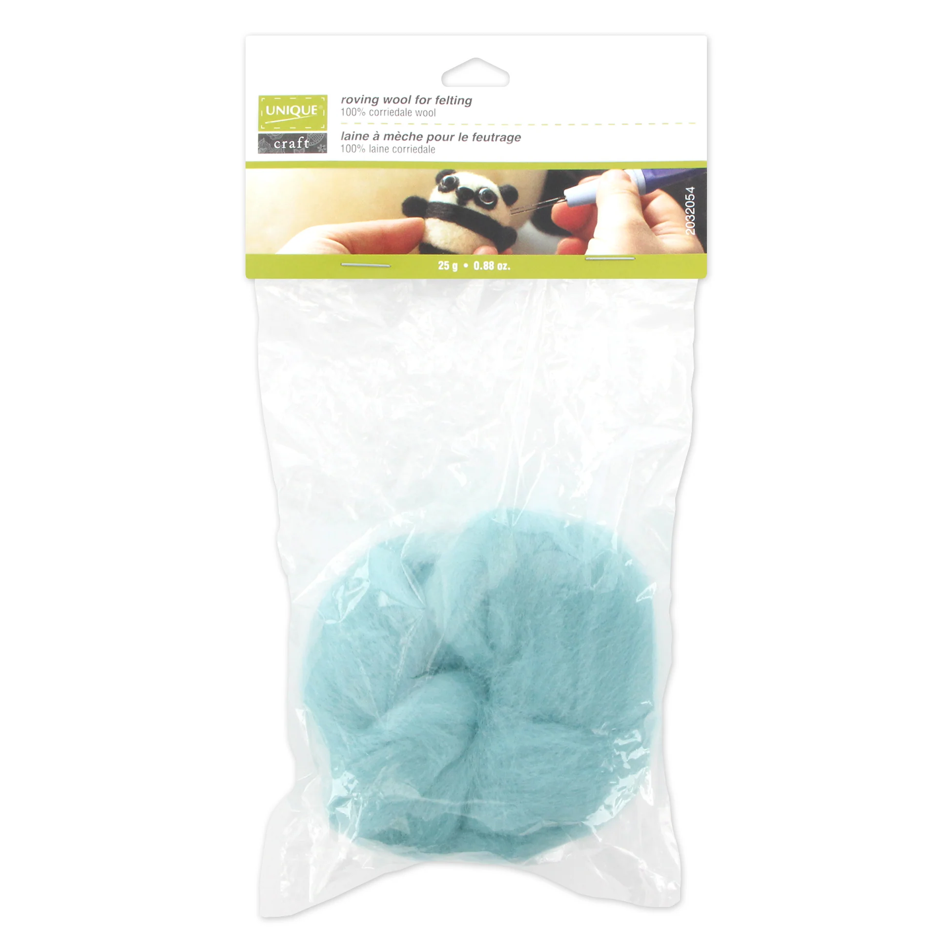 UNIQUE CRAFT Natural Wool Roving - 25g - Alga Blue
