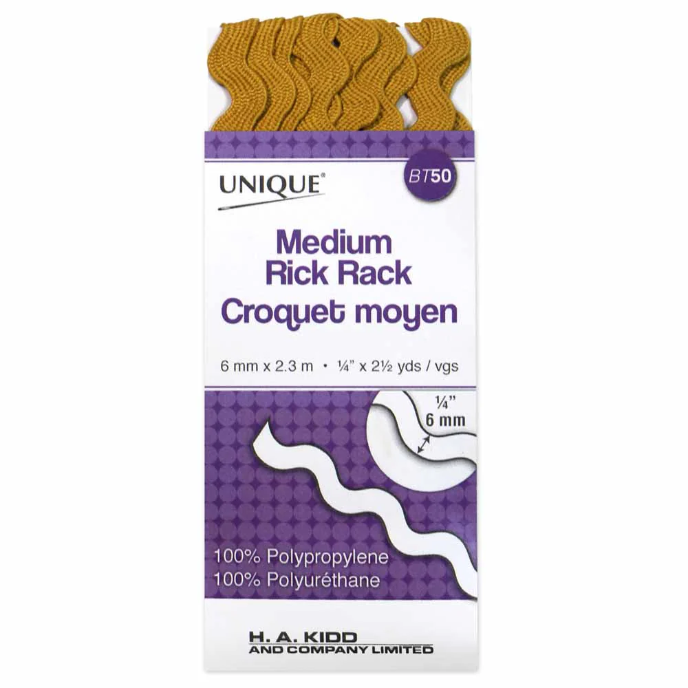 UNIQUE Medium Rick Rack 14mm x 2.3m - Gold