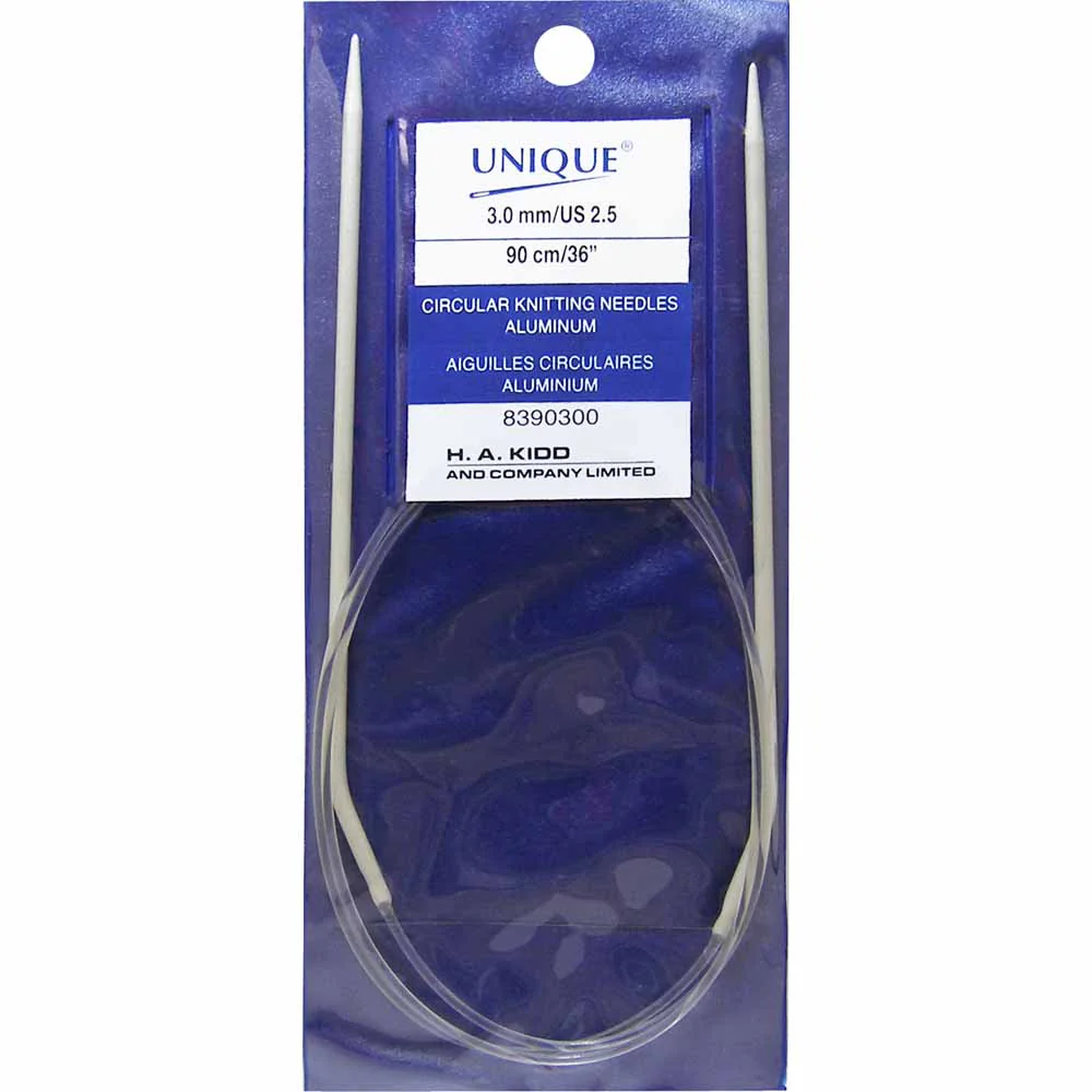 UNIQUE KNITTING Circular Knitting Needles 90cm (36") Aluminum - 3mm/US 2