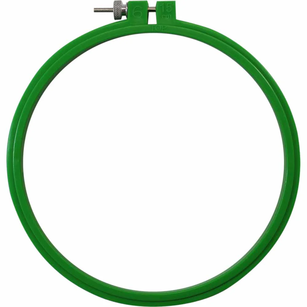 UNIQUE Plastic Embroidery Hoop - 6"/15cm - Green