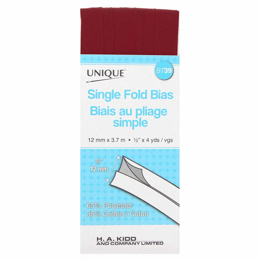UNIQUE - Single Fold Bias Tape - 13mm x 3.7m - Brick 710
