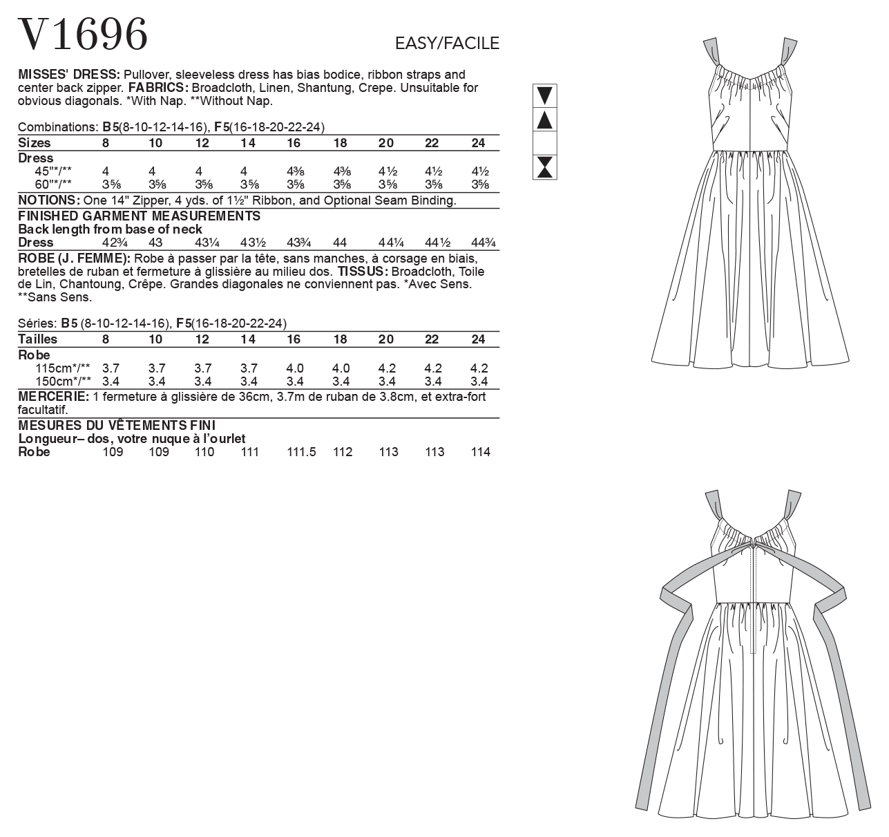 V1696 Misses' Dress (size: 16-18-20-22-24) - Image 2