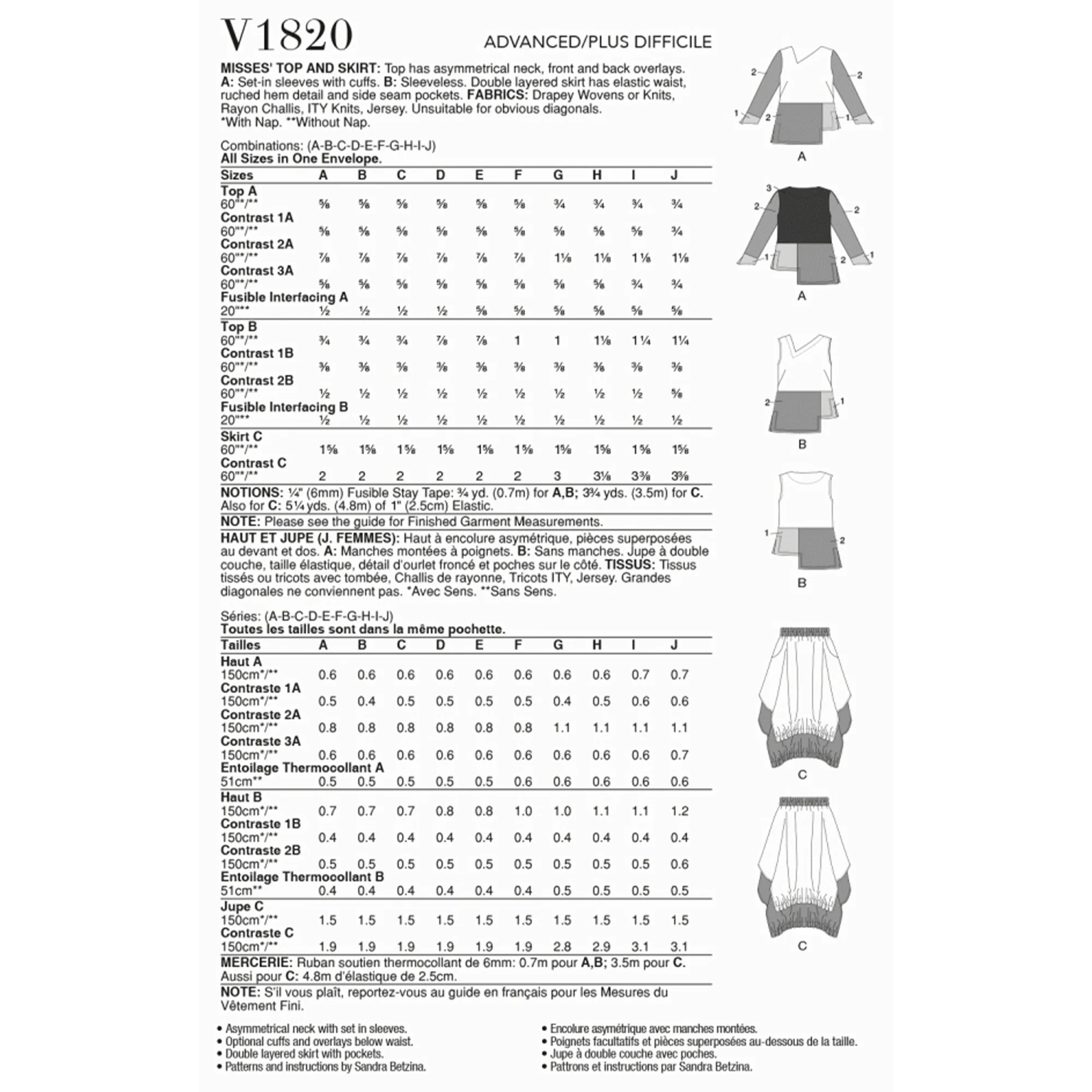 V1820 Misses' Top and Skirt, Today's Fit By Sandra Betzina - Image 2