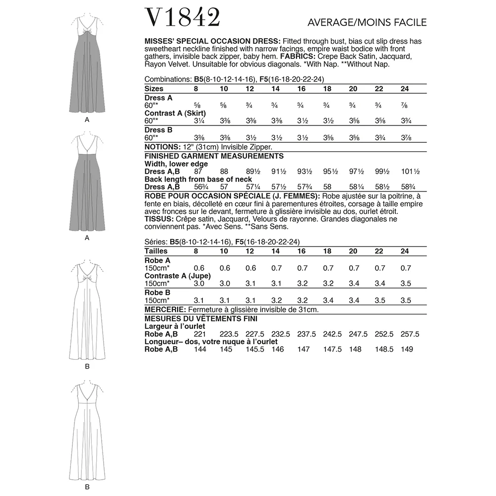 V1842 Misses' Special Occasion Dress (16-18-20-22-24) - Image 2