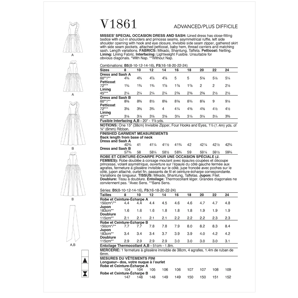 V1861 Misses' Special Occasion Dress and Sash - Image 2