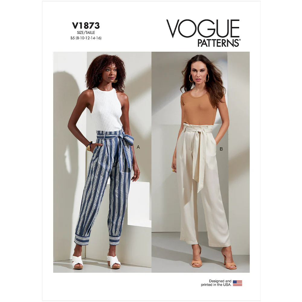 V1873 Misses' and  Misses' Petite Pants and Tie Belt (16-18-20-22-24)