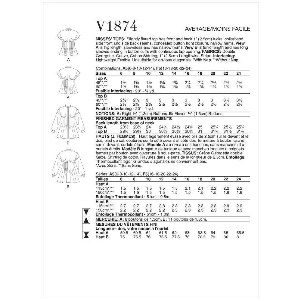 V1874 Misses' Tops (16-18-20-22-24) - Image 2