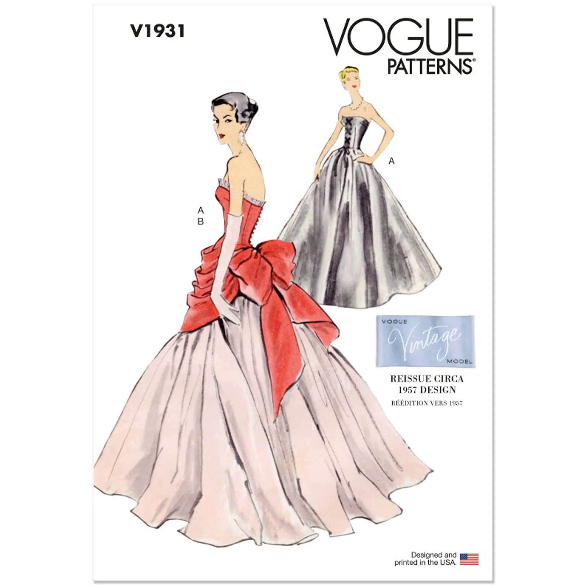 V1931 Misses' Vintage Dress and Overbodice with Pannier (16-18-20-22-24)