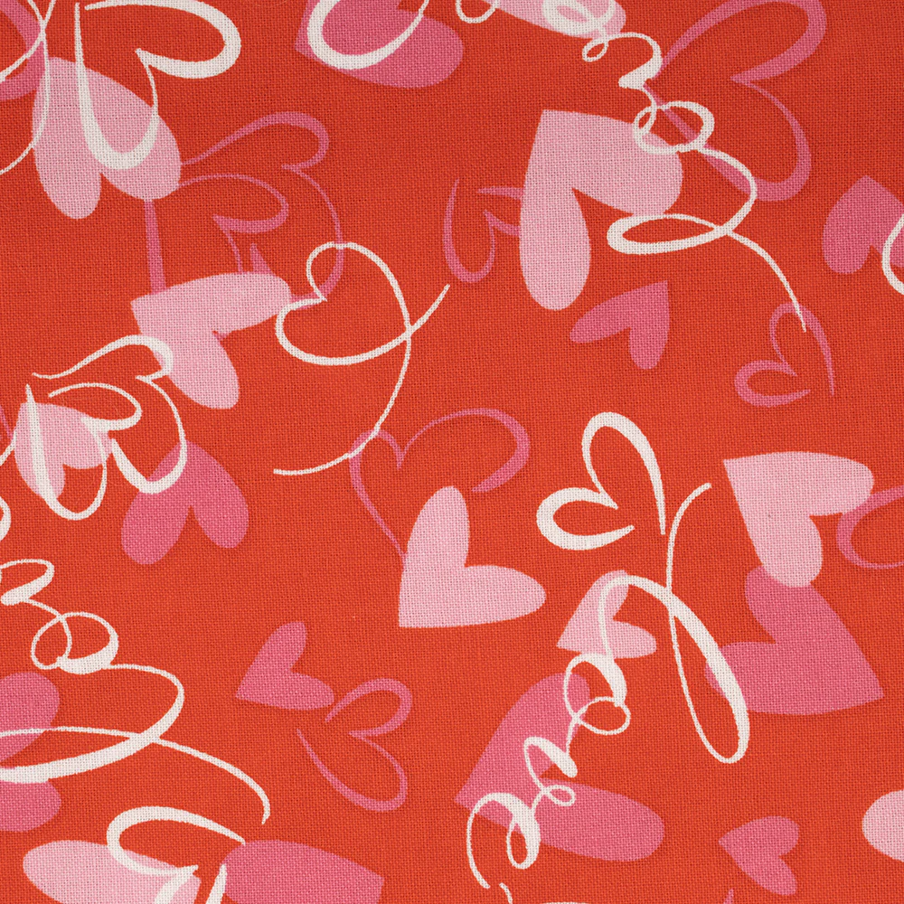 VALENTINE'S Printed Cotton - Heart / Love - Red