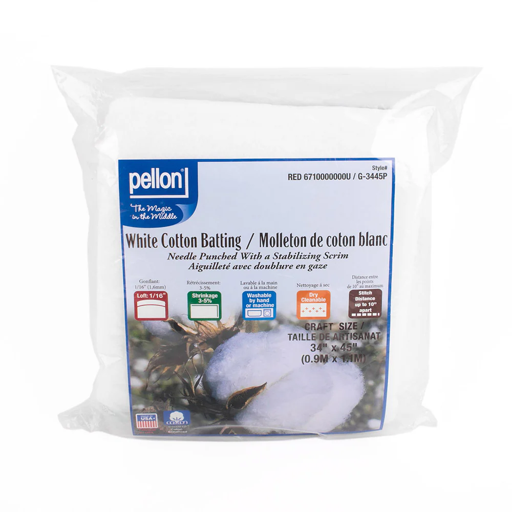 White Cotton Batting Needle Punched Craft Pack 34'' X 45''