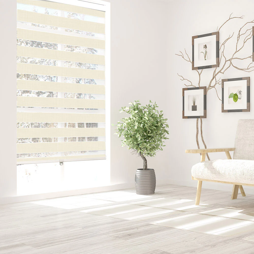Zebra Cordless Sheer Shade - Linen - 30 x 84 inch - Image 2